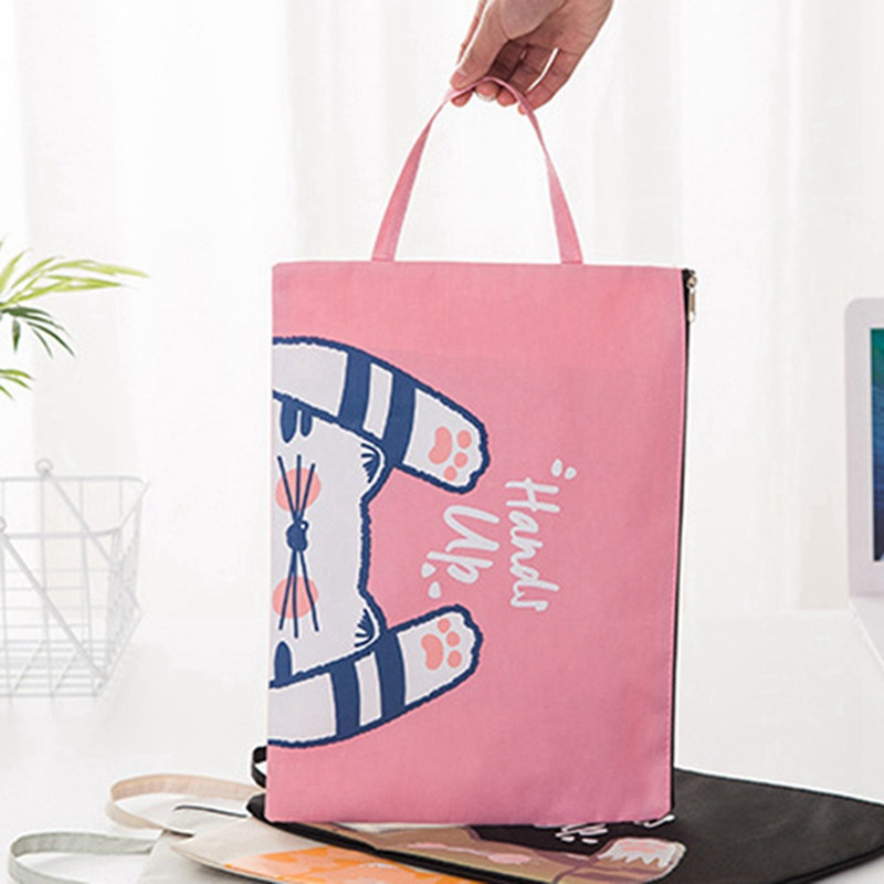 1 τμχ Cute Cat Paw File Bag Cartoon Canvas Canvas Zipper Bill folder Μεγάλη χωρητικότητας Τσάντα αποθήκευσης Πορτοφόλι Τσάντα εγγράφων Χαρτικά γραφείου