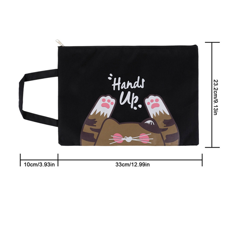 1 τμχ Cute Cat Paw File Bag Cartoon Canvas Canvas Zipper Bill folder Μεγάλη χωρητικότητας Τσάντα αποθήκευσης Πορτοφόλι Τσάντα εγγράφων Χαρτικά γραφείου