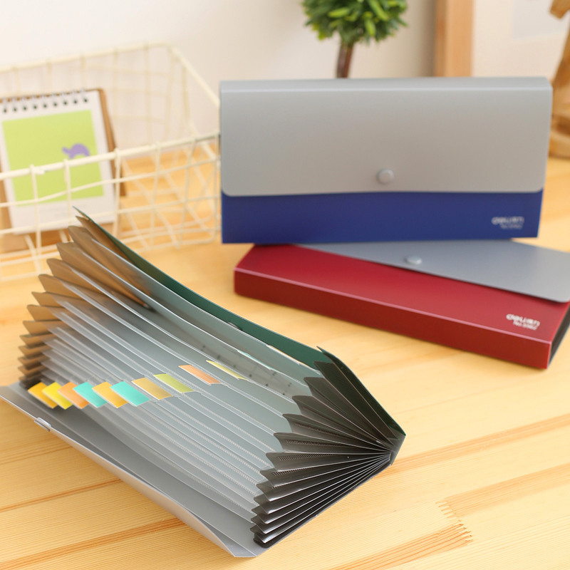 Deli Snap mapa torba za pohranu 13 rešetkasta mini torba za organe višeslojna kutija za račune 5562 lagani stil