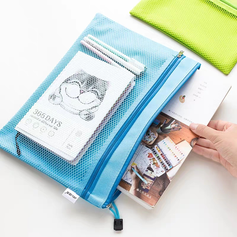 Új érkezés 1 db vízálló 2 rétegű vászoncipzáras A4-es irattartó mappatáska dokumentumpapír rendszerező tárolás védőtáska levélpapír