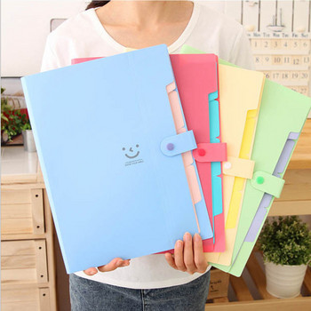 Размер A4 Пластмасова цветна разширяема преносима папка с файлове 5 джоба Органайзер за документи на акордеон за училищен офис у дома