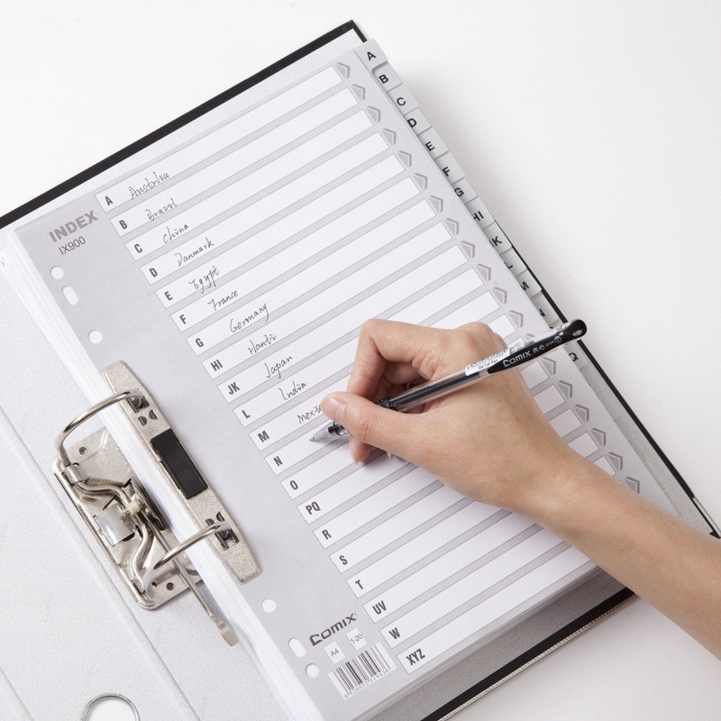 Qixin Ix900 Lako klasificirati Upravljanje dokumentima Letter Index Papir A4 21 stranica AZ 11 rupa Pp