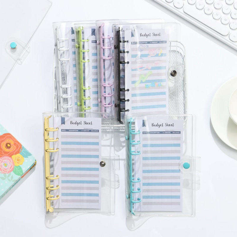 A5 A6 skaidrus PVC laisvų lapų sąsiuvinio viršelio aplankas Macaron spalvotas 6 žiedinis segtuvas Dienoraščio planuotojas Mokyklinės raštinės reikmenys