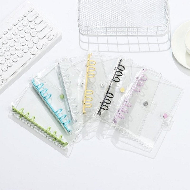 A5 A6 skaidrus PVC laisvų lapų sąsiuvinio viršelio aplankas Macaron spalvotas 6 žiedinis segtuvas Dienoraščio planuotojas Mokyklinės raštinės reikmenys