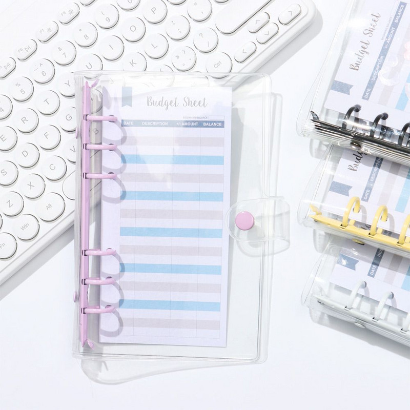 A5 A6 skaidrus PVC laisvų lapų sąsiuvinio viršelio aplankas Macaron spalvotas 6 žiedinis segtuvas Dienoraščio planuotojas Mokyklinės raštinės reikmenys