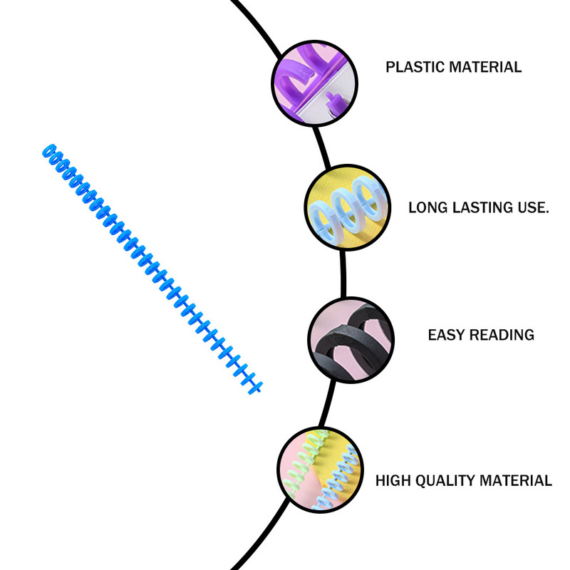 5kom uvez, hrptovi, spirale, češljasti uvezi, spiralne zavojnice za bilježnice (nasumične boje)