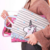 2023 Nou Kawaii Unicorn Pânză Impermeabilă A4 Dosar Geantă Documente Organizator Hârtie Depozitare Geanta de mână Papetărie pentru școală