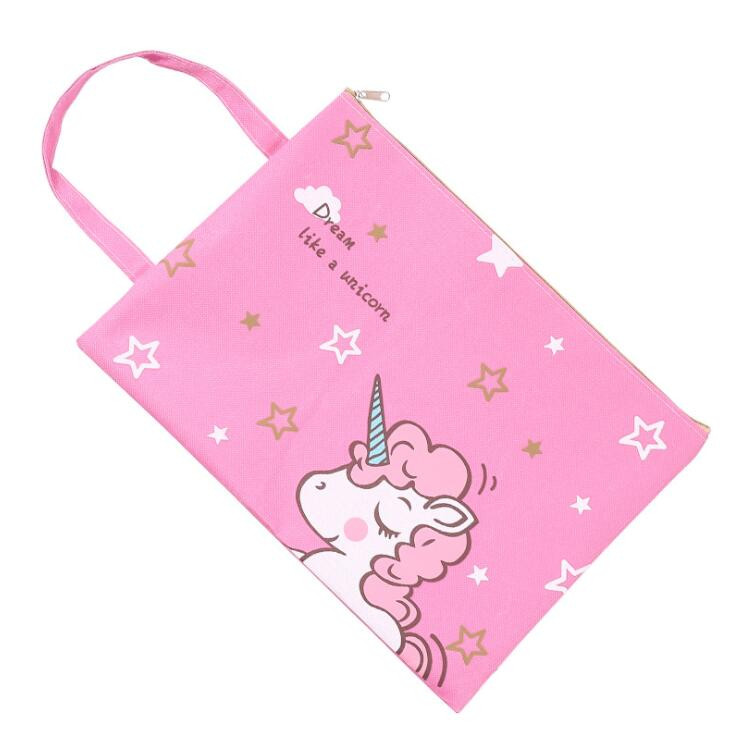 2023 Nou Kawaii Unicorn Pânză Impermeabilă A4 Dosar Geantă Documente Organizator Hârtie Depozitare Geanta de mână Papetărie pentru școală