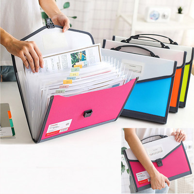 Large Capacity 13 Pockets A4 Expanding Wallet File Folder Paper Document Storage Organ Bag Holder Office School Organizer Case