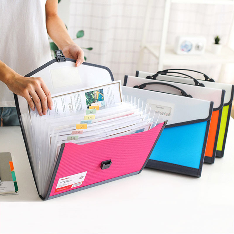 Μεγάλη χωρητικότητα 13 τσέπες Α4 επεκτεινόμενο αρχείο πορτοφολιού Φάκελος χαρτί αποθήκευσης εγγράφων Θήκη τσάντας οργάνων Σχολική θήκη οργάνωσης