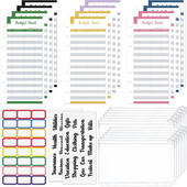 12 τεμάχια Α6 Μέγεθος 6 τρύπες τσέπες βιβλιοδεσίας 12 φύλλα προϋπολογισμού Φύλλα παρακολούθησης εξόδων και 3 φύλλα Αυτοκόλλητο φάκελος μετρητών για προγραμματιστές