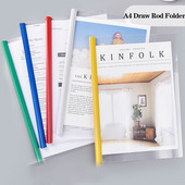 5 tk/komplekti värvi läbipaistev paksendatud A4 tõmbevarda kausta fail Raporti jätkamise tõmbevarda klamber suure mahutavusega kontori koolitarbed