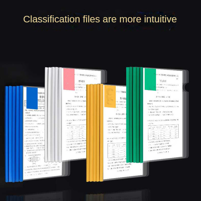 5 tk/komplekti värvi läbipaistev paksendatud A4 tõmbevarda kausta fail Raporti jätkamise tõmbevarda klamber suure mahutavusega kontori koolitarbed