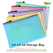 5db A5-ös hálós cipzáras tasak irattáska vízálló cipzáras irattartók Iskolai irodaszerek Tolltartó Tárolótáskák Szervező
