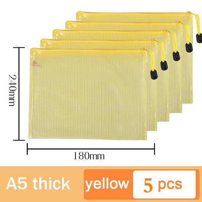 5db A5-ös hálós cipzáras tasak irattáska vízálló cipzáras irattartók Iskolai irodaszerek Tolltartó Tárolótáskák Szervező