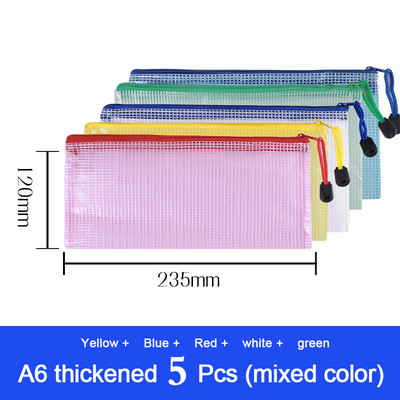 5db A5-ös hálós cipzáras tasak irattáska vízálló cipzáras irattartók Iskolai irodaszerek Tolltartó Tárolótáskák Szervező
