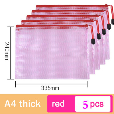 5db A5-ös hálós cipzáras tasak irattáska vízálló cipzáras irattartók Iskolai irodaszerek Tolltartó Tárolótáskák Szervező