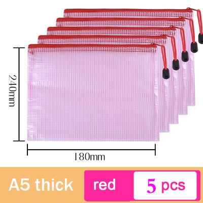 5db A5-ös hálós cipzáras tasak irattáska vízálló cipzáras irattartók Iskolai irodaszerek Tolltartó Tárolótáskák Szervező