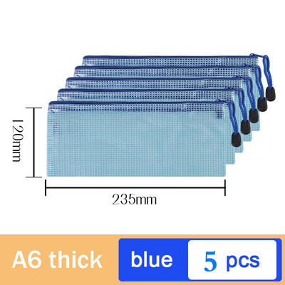 5db A5-ös hálós cipzáras tasak irattáska vízálló cipzáras irattartók Iskolai irodaszerek Tolltartó Tárolótáskák Szervező