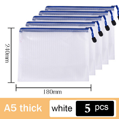 5db A5-ös hálós cipzáras tasak irattáska vízálló cipzáras irattartók Iskolai irodaszerek Tolltartó Tárolótáskák Szervező