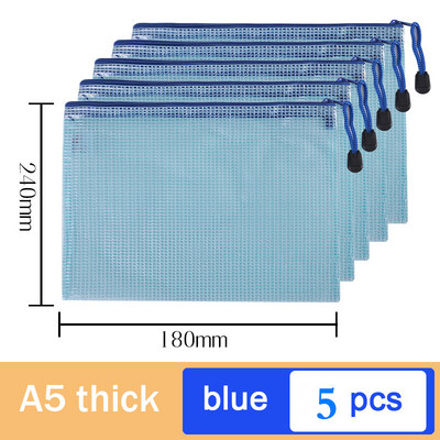 5db A5-ös hálós cipzáras tasak irattáska vízálló cipzáras irattartók Iskolai irodaszerek Tolltartó Tárolótáskák Szervező