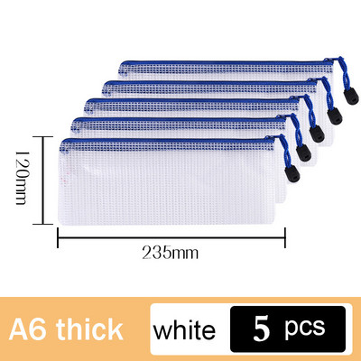 5db A5-ös hálós cipzáras tasak irattáska vízálló cipzáras irattartók Iskolai irodaszerek Tolltartó Tárolótáskák Szervező