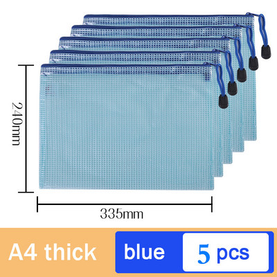 5db A5-ös hálós cipzáras tasak irattáska vízálló cipzáras irattartók Iskolai irodaszerek Tolltartó Tárolótáskák Szervező