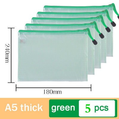 5db A5-ös hálós cipzáras tasak irattáska vízálló cipzáras irattartók Iskolai irodaszerek Tolltartó Tárolótáskák Szervező