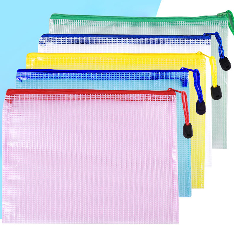 5db A5-ös hálós cipzáras tasak irattáska vízálló cipzáras irattartók Iskolai irodaszerek Tolltartó Tárolótáskák Szervező