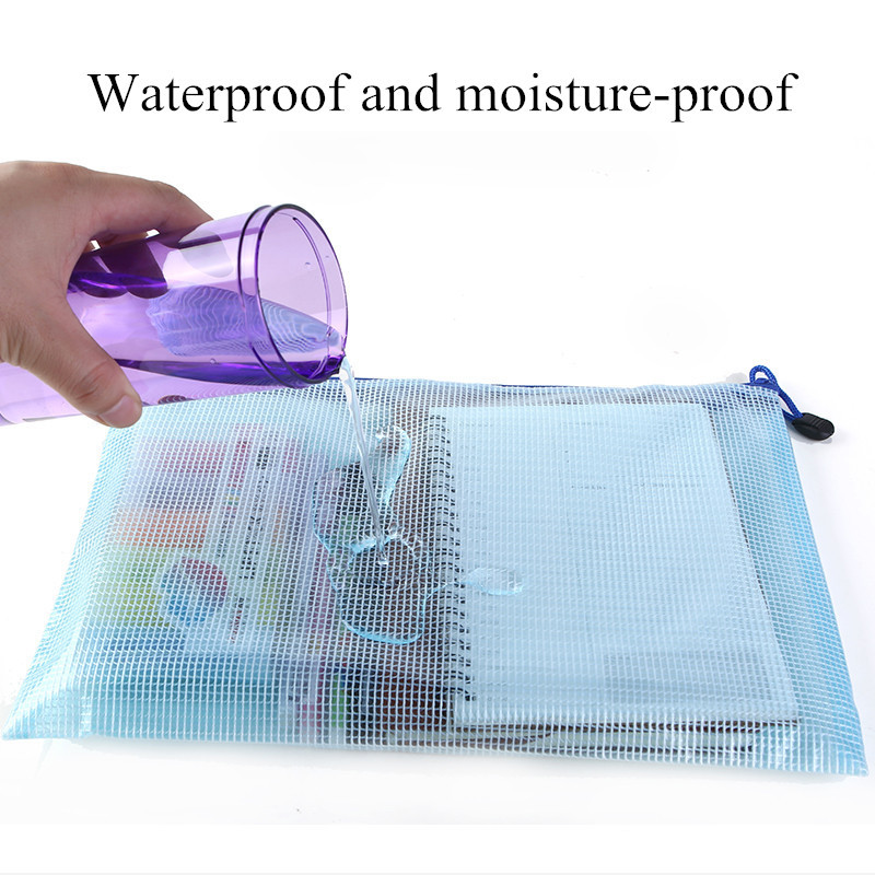 5db A5-ös hálós cipzáras tasak irattáska vízálló cipzáras irattartók Iskolai irodaszerek Tolltartó Tárolótáskák Szervező