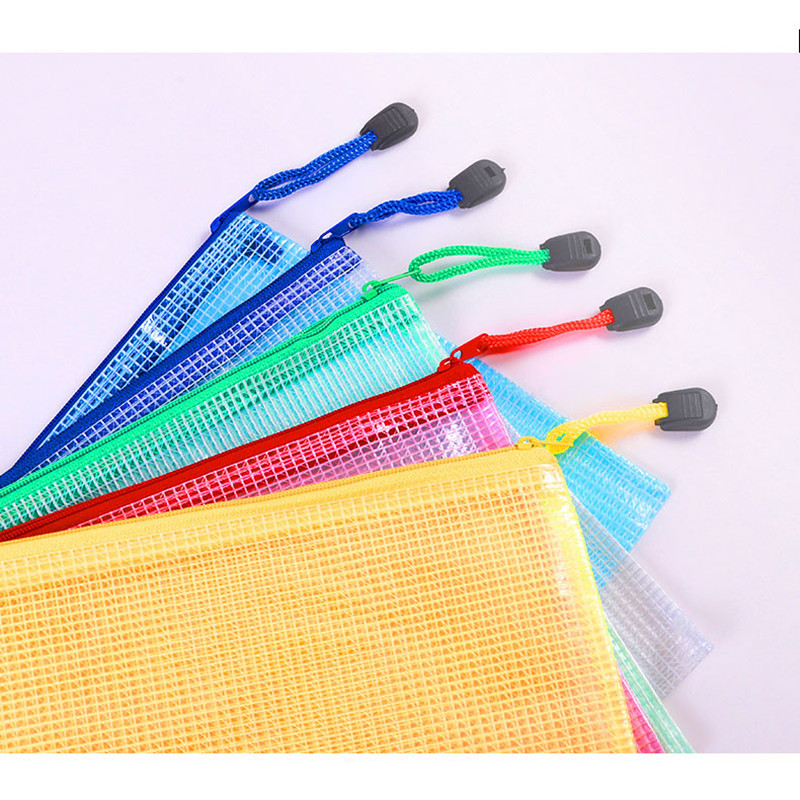 5db A5-ös hálós cipzáras tasak irattáska vízálló cipzáras irattartók Iskolai irodaszerek Tolltartó Tárolótáskák Szervező