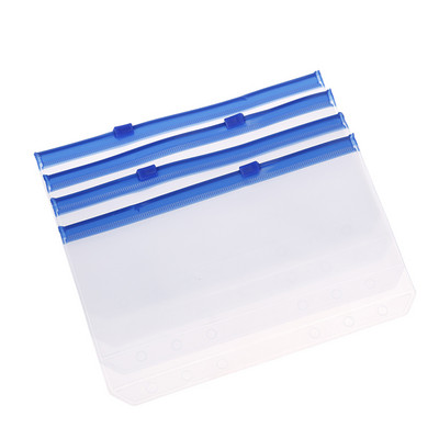 4 buc. Buzunare A6 cu 6 găuri pentru legare. Plicuri impermeabile din PVC, pentru buget, cu fermoar.