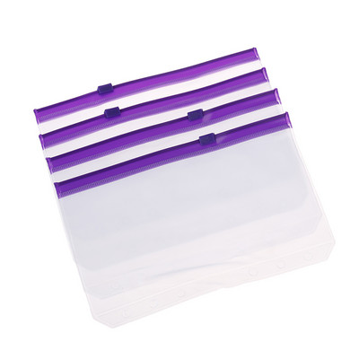 4 buc. Buzunare A6 cu 6 găuri pentru legare. Plicuri impermeabile din PVC, pentru buget, cu fermoar.