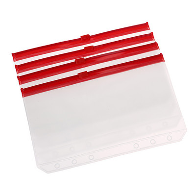 4 buc. Buzunare A6 cu 6 găuri pentru legare. Plicuri impermeabile din PVC, pentru buget, cu fermoar.