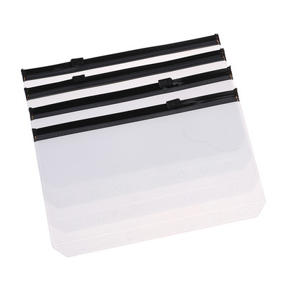 4 buc. Buzunare A6 cu 6 găuri pentru legare. Plicuri impermeabile din PVC, pentru buget, cu fermoar.