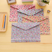 1db Vintage Flowers File Mappa Pamut szövet Gomb Zárás Dokumentumok Szervező Nagy kapacitású tárolótáska Kawaii írószer