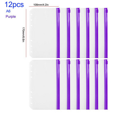 A5 A6 A7 12 KOM Džepovi za registratore, mape s patentnim zatvaračem za registrator sa 6 prstenova za bilježnicu, vodootpornu PVC torbicu s listovima, torbe za arhiviranje dokumenata