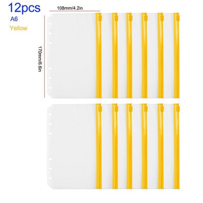 A5 A6 A7 12 KOM Džepovi za registratore, mape s patentnim zatvaračem za registrator sa 6 prstenova za bilježnicu, vodootpornu PVC torbicu s listovima, torbe za arhiviranje dokumenata