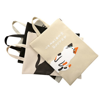 1 τμχ Χαριτωμένο Cartoon Cat Zipper Τσάντα Document Kawaii Student Oxford Υφασμάτινη τσάντα αποθήκευσης προμήθειες Escolar Portable File Papelaria