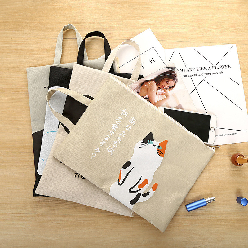 1 kom. Torba za dokumente sa slatkim crtanim mačkama sa patentnim zatvaračem Kawaii Studentska Oxford platnena torba za pohranu Potrepštine Escolar Prijenosna datoteka Papelaria