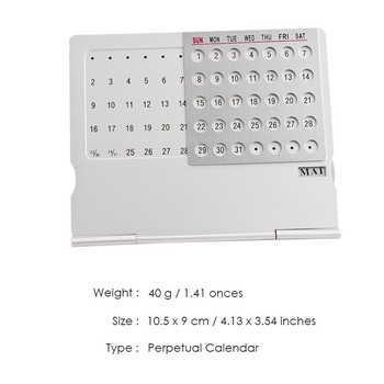 Creative Mini Ultra-thin Metal Desktop Calendar Super Perpetual Μοναδικά αγγλικά ημερολόγια 100 ετών