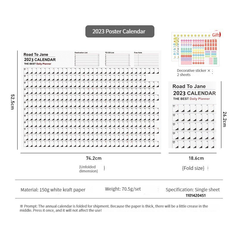 Kalendoriaus siena 2023 m. Naujas metinis dienos tvarkaraščio planavimo lapas 365 dienų planas Metinis pakabinamas planavimas Savaitės darbotvarkės bloknotas 12 mėn.