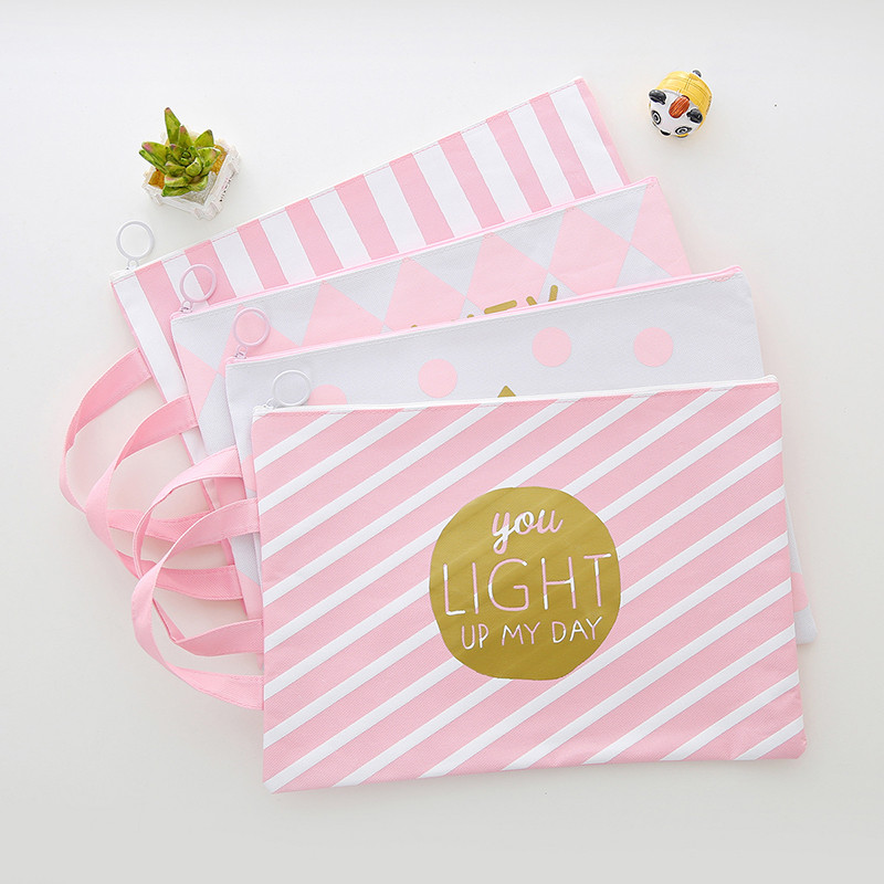 A4 Ružičasta platnena mapa datoteka Dokumenti Računi Organizatori Kawaii torbica za pohranu pisaćih materijala Dječji darovi Školski uredski pribor