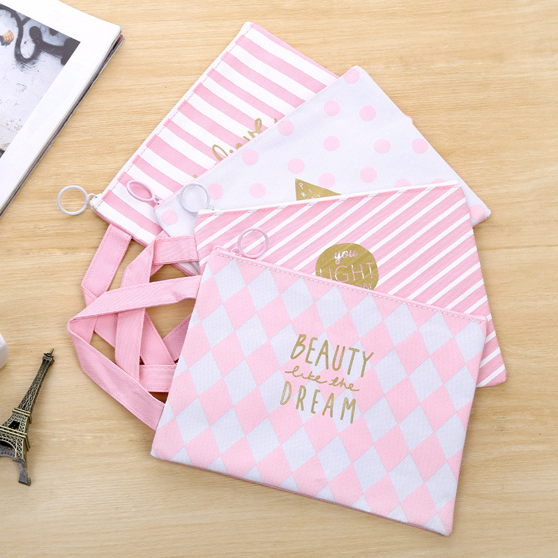 A4 Ružičasta platnena mapa datoteka Dokumenti Računi Organizatori Kawaii torbica za pohranu pisaćih materijala Dječji darovi Školski uredski pribor