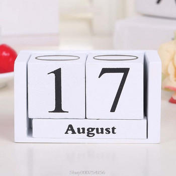 Винтидж дървен вечен календар Вечни блокове Дисплей за дата на месеца Аксесоари за настолен компютър Реквизит за фотография Домашен офис