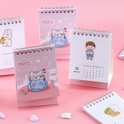 2023 Cute Cartoon Cat Desk Mini Calendar Επιτραπέζιο ημερολόγιο Ημερολόγιο Ημερήσιο εβδομαδιαίο χρονοδιάγραμμα Planner Agenda Organizer Χαρτικά γραφείου