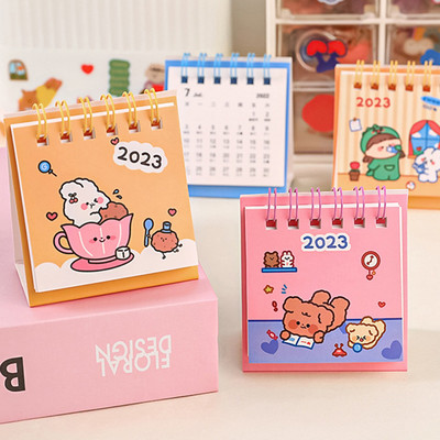 2023 Mini Lovely Rabbit Настолен календар Creative Cartoon Месечен календар Memo Minute Calendar Офис консумативи на едро