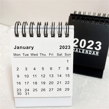 2023 Mini Simple Coil Calendar Плътен цвят Настолен хартиен календар Дневен график Таблица Планер Офис Училищни пособия