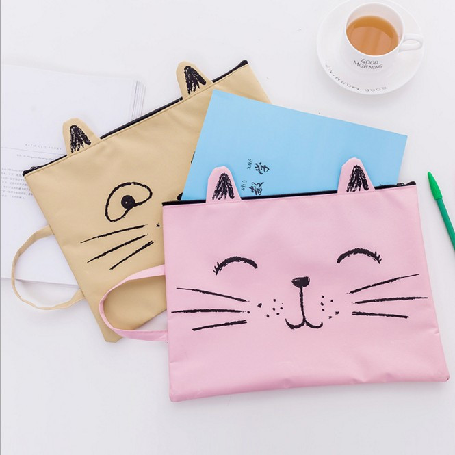 1PC Kawaii Kitty Cat Slatka ZIP Tkanina Mapa datoteka Dokument Bilježnica Organizator Ručna torba Studenti Uredski pribor