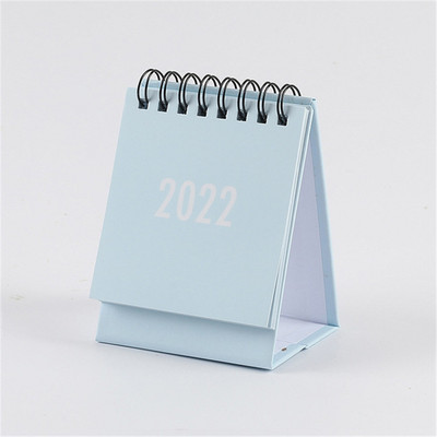 Calendar simplu de birou 2022 cu autocolante Mini Planificator de masă cu program zilnic dublu Organizator anual Rechizite școlare de birou